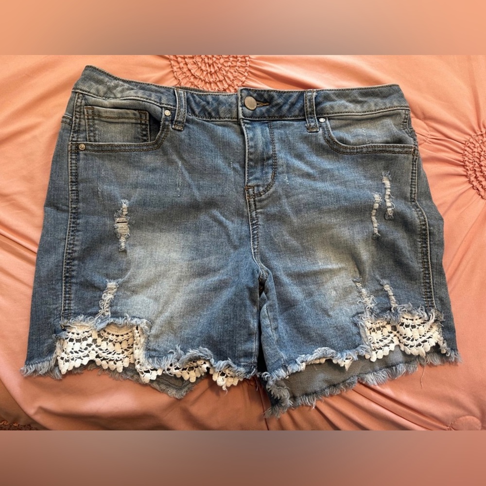 Jean shorts with lace detail size medium